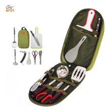 Camping kitchen portable Utensil Organizer Travel Set  8 Piece BBQ Camping Cookware Utensils other camping & hiking products